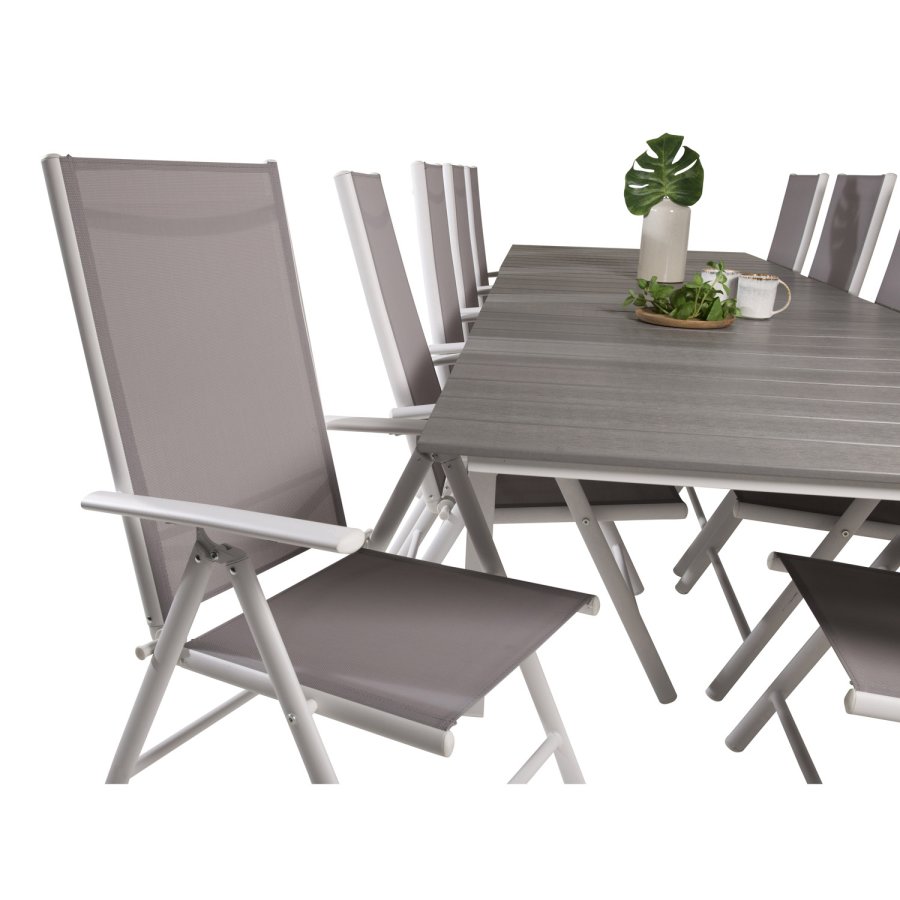 VENTURE DESIGN havest m Levels bord m udtrk og 10 Break stole m recliner - gr aintwood/textilene