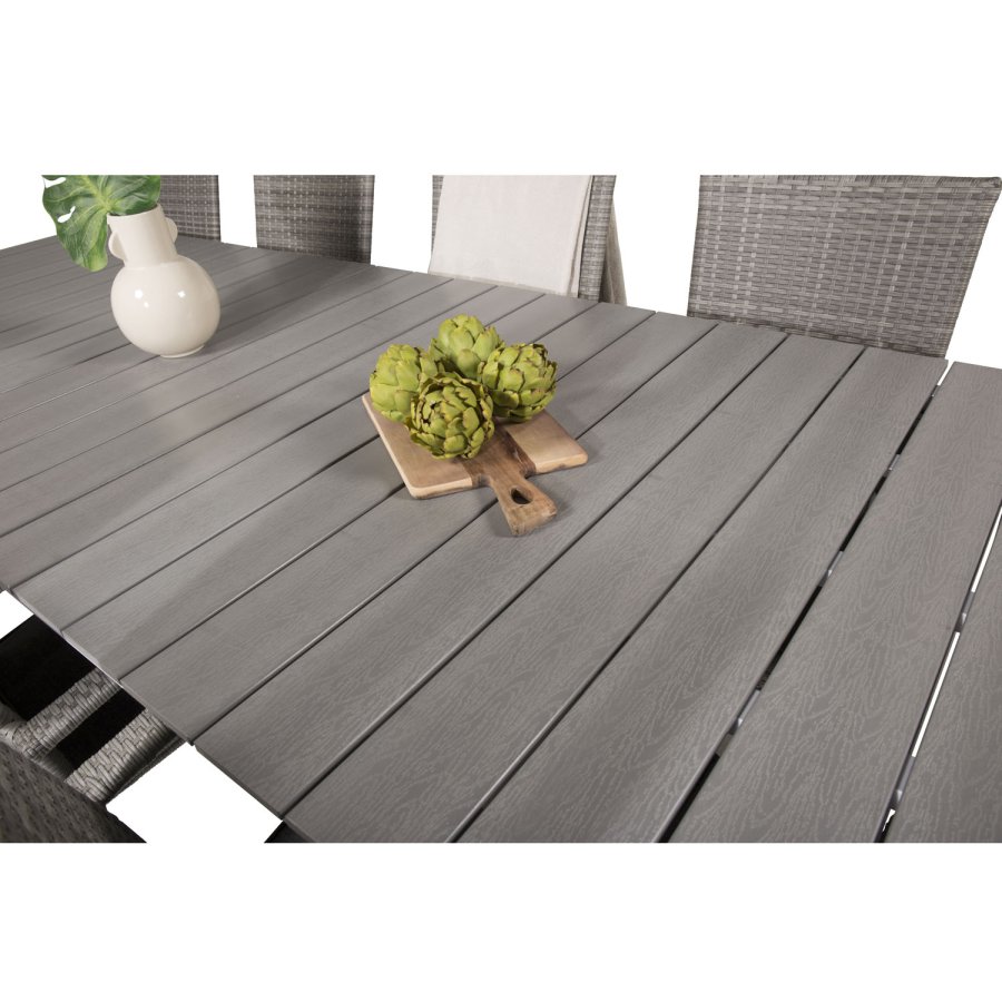 VENTURE DESIGN havest m. Levels bord m. udtrk og 10 Anna stole m. armln - gr aintwood/rattan