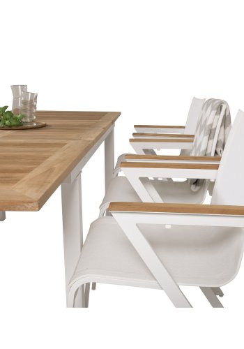 VENTURE DESIGN havest, m. Panama bord, m. udtrk og 6 Mexico stole, m. armln - teak/alu/textilene