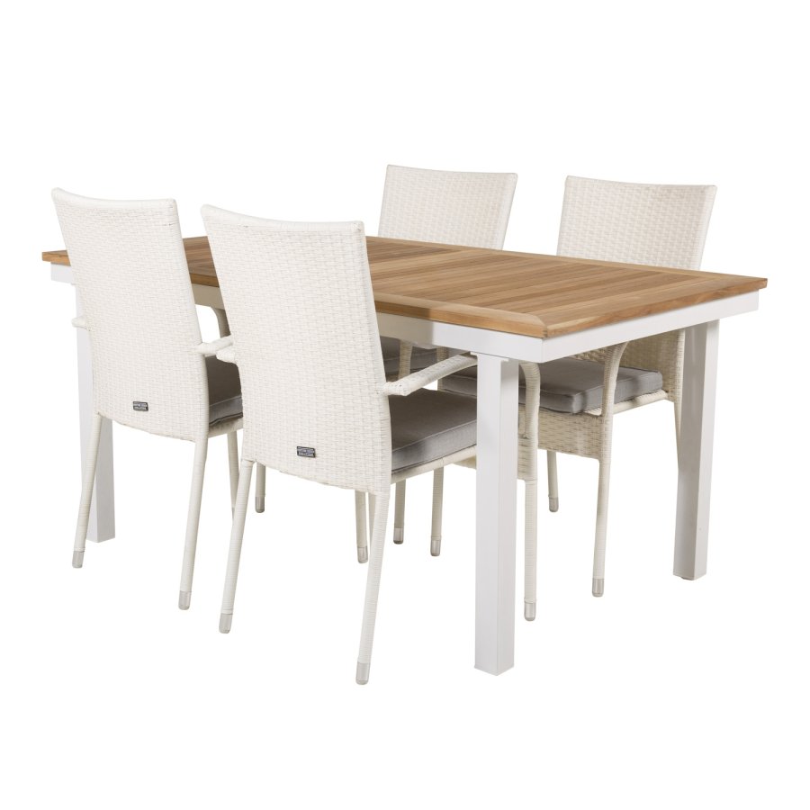 VENTURE DESIGN havest, m. Panama bord, m. udtrk og 4 Anna stole, m. armln - teak/alu/rattan 