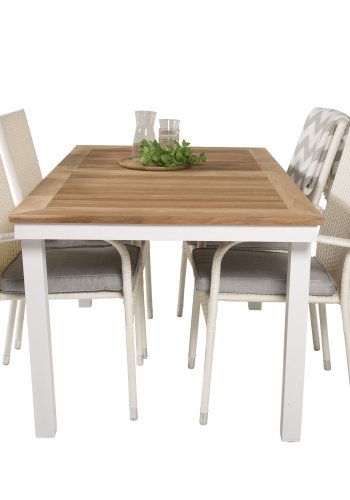 VENTURE DESIGN havest, m. Panama bord, m. udtrk og 4 Anna stole, m. armln - teak/alu/rattan 