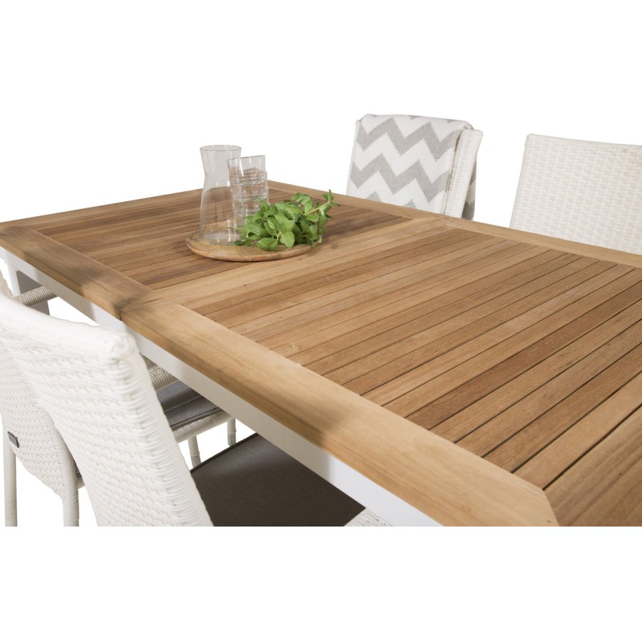 VENTURE DESIGN havest, m. Panama bord, m. udtrk og 4 Anna stole, m. armln - teak/alu/rattan 