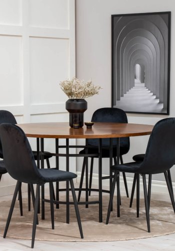 VENTURE DESIGN Polar Diamond spisebordsstol - sort velour og sort metal