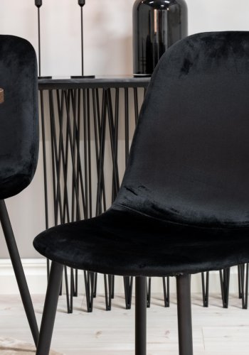 VENTURE DESIGN Polar Diamond spisebordsstol - sort velour og sort metal