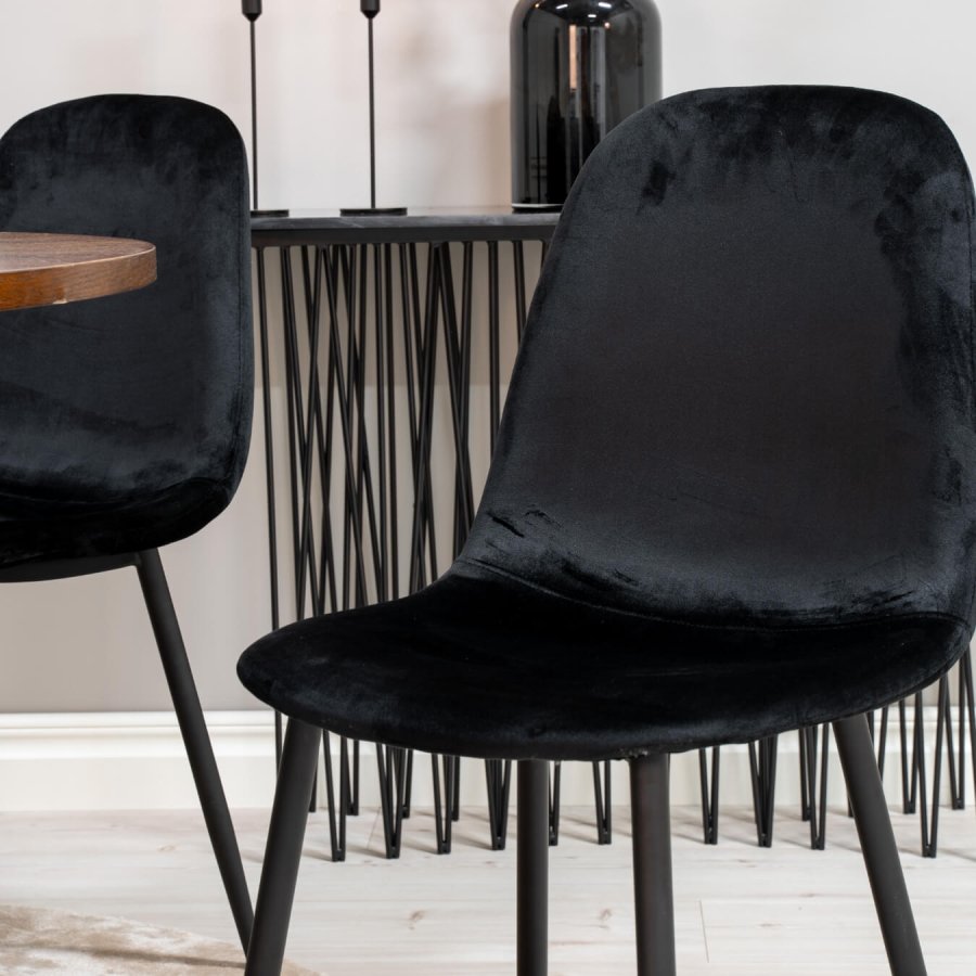 VENTURE DESIGN Polar Diamond spisebordsstol - sort velour og sort metal