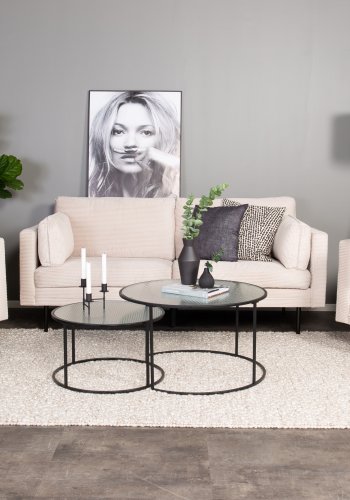 VENTURE DESIGN Boom 3 pers. sofa - beige fljl og sort stl