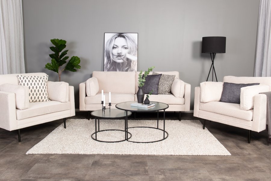 VENTURE DESIGN Boom 3 pers. sofa - beige fljl og sort stl