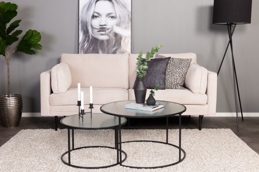 VENTURE DESIGN Boom 3 pers. sofa - beige fljl og sort stl