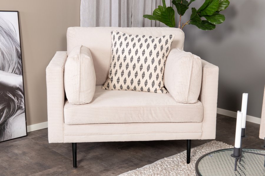 VENTURE DESIGN Boom lnestol, m. armln - beige fljl og sort stl