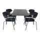 VENTURE DESIGN Dipp spisebordsst, m. 4 stole - sort finer/messing sort metal, sort fljl/sort metal