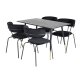 VENTURE DESIGN Dipp spisebordsst, m. 4 stole - sort finer/messing sort metal, sort fljl/sort metal
