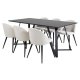 VENTURE DESIGN Marina spisebordsst, m. 6 stole - sort finer/sort metal og beige fljl/sort metal