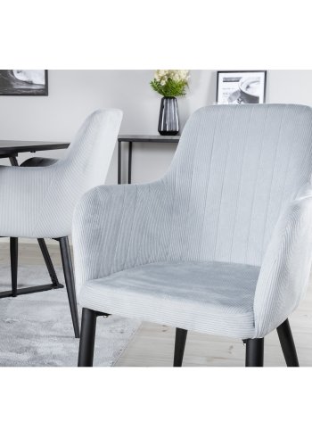 VENTURE DESIGN Marina spisebordsst, m. 4 stole - sort finer/sort metal og gr fljl/sort metal