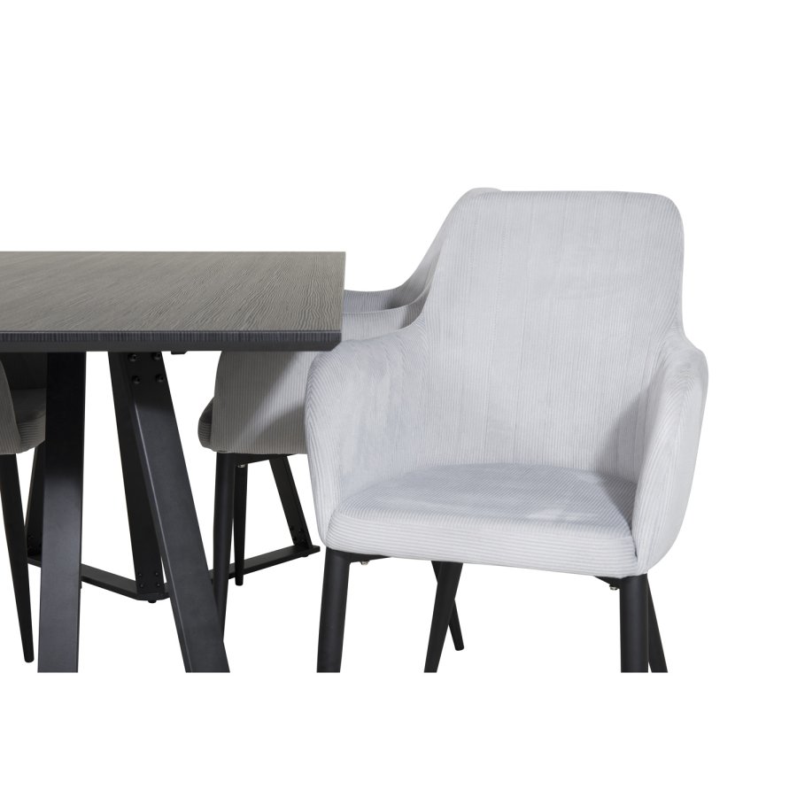 VENTURE DESIGN Marina spisebordsst, m. 4 stole - sort finer/sort metal og gr fljl/sort metal