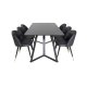 VENTURE DESIGN Marina spisebordsst, m. 6 stole - sort finer/sort metal, sort PU/messing sort metal