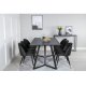 VENTURE DESIGN Marina spisebordsst, m. 6 stole - sort finer/sort metal, sort PU/messing sort metal