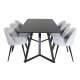 VENTURE DESIGN Marina spisebordsst, m. 6 stole - sort finer/sort metal og gr fljl/sort metal