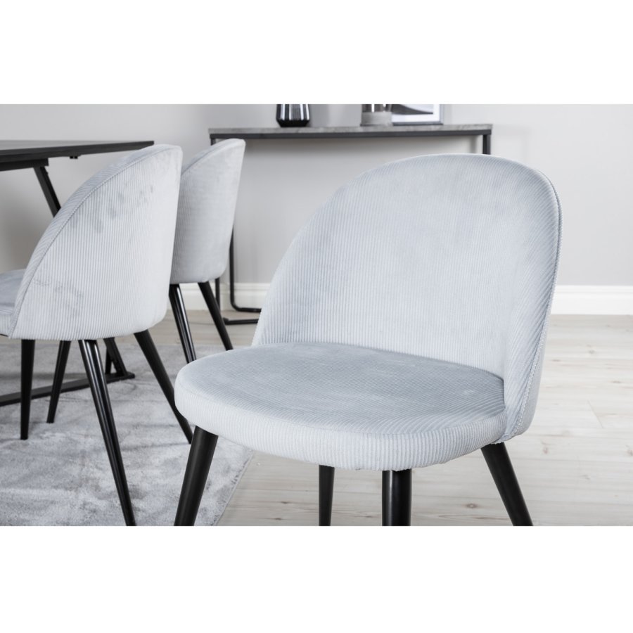 VENTURE DESIGN Marina spisebordsst, m. 6 stole - sort finer/sort metal og gr fljl/sort metal