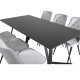 VENTURE DESIGN Marina spisebordsst, m. 6 stole - sort finer/sort metal og lysegr fljl/sort metal