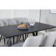 VENTURE DESIGN Marina spisebordsst, m. 6 stole - sort finer/sort metal og lysegr stof/sort metal