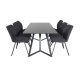 VENTURE DESIGN Marina spisebordsst, m. 6 stole - sort finer/sort metal og sort stof/sort metal