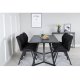 VENTURE DESIGN Marina spisebordsst, m. 6 stole - sort finer/sort metal og sort stof/sort metal