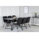 VENTURE DESIGN Marina spisebordsst, m. 6 stole - sort finer/sort metal og sort stof/sort metal
