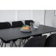 VENTURE DESIGN Marina spisebordsst, m. 6 stole - sort finer/sort metal og sort stof/sort metal