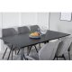 VENTURE DESIGN Marina spisebordsst, m. 6 stole - sort finer/sort metal og gr stof/sort metal