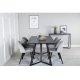 VENTURE DESIGN Marina spisebordsst, m. 6 stole - sort finer/sort metal og lysegr fljl/sort metal
