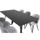 VENTURE DESIGN Marina spisebordsst, m. 6 stole - sort finer/sort metal og lysegr fljl/sort metal