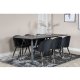 VENTURE DESIGN Marina spisebordsst, m. 6 stole - sort finer/sort metal og sort fljl/sort metal