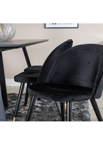 VENTURE DESIGN Marina spisebordsst, m. 6 stole - sort finer/sort metal og sort fljl/sort metal