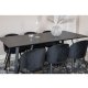 VENTURE DESIGN Marina spisebordsst, m. 6 stole - sort finer/sort metal og sort fljl/sort metal