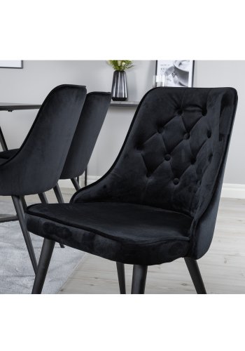 VENTURE DESIGN Marina spisebordsst, m. 6 stole - sort finer/sort metal og sort fljl/sort metal