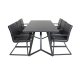 VENTURE DESIGN Marina spisebordsst, m. 6 stole - sort finer/sort metal og sort PU/sort metal