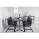 VENTURE DESIGN Marina spisebordsst, m. 6 stole - sort finer/sort metal og sort PU/sort metal