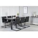 VENTURE DESIGN Marina spisebordsst, m. 6 stole - sort finer/sort metal og sort PU/sort metal