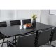 VENTURE DESIGN Marina spisebordsst, m. 6 stole - sort finer/sort metal og sort PU/sort metal