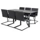 VENTURE DESIGN Marina spisebordsst, m. 6 stole - sort finer/sort metal og sort PU/sort metal
