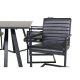 VENTURE DESIGN Marina spisebordsst, m. 6 stole - sort finer/sort metal og sort PU/sort metal
