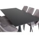 VENTURE DESIGN Marina spisebordsst, m. 6 stole - sort finer/sort metal og gr stof/sort metal