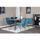 VENTURE DESIGN Marina spisebordsst, m. 6 stole - gr finer/sort metal og bl fljl/sort metal