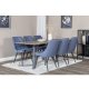 VENTURE DESIGN Marina spisebordsst, m. 6 stole - gr finer/sort metal og bl stof/sort metal