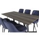VENTURE DESIGN Marina spisebordsst, m. 6 stole - gr finer/sort metal og bl stof/sort metal