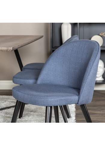 VENTURE DESIGN Marina spisebordsst, m. 6 stole - gr finer/sort metal og bl stof/sort metal