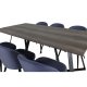 VENTURE DESIGN Marina spisebordsst, m. 6 stole - gr finer/sort metal og bl stof/sort metal
