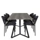 VENTURE DESIGN Marina spisebordsst, m. 6 stole - gr finer/sort metal og multi stof/sort metal