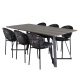 VENTURE DESIGN Marina spisebordsst, m. 6 stole - gr finer/sort metal og multi stof/sort metal