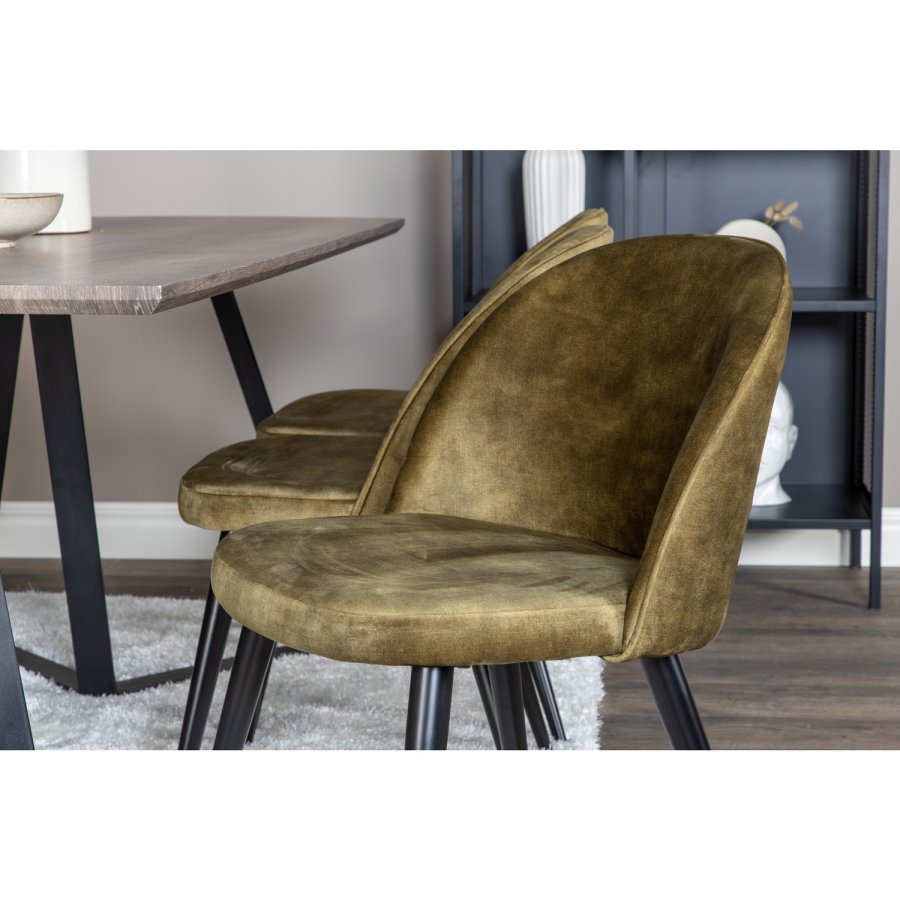 VENTURE DESIGN Marina spisebordsst, m. 6 stole - gr finer/sort metal og grn fljl/sort metal